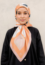 Load image into Gallery viewer, Novaa Printed Square Hijab (Zigzag Salmon)
