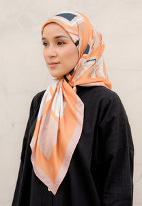 Novaa Printed Square Hijab (Zigzag Salmon)