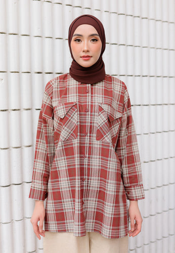 Sophia Checkered Top (Redwood)