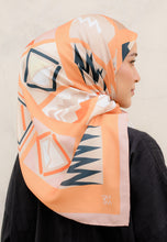 Load image into Gallery viewer, Novaa Printed Square Hijab (Zigzag Salmon)
