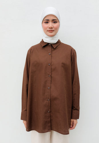 Erum Linen Top (Dark Brown)