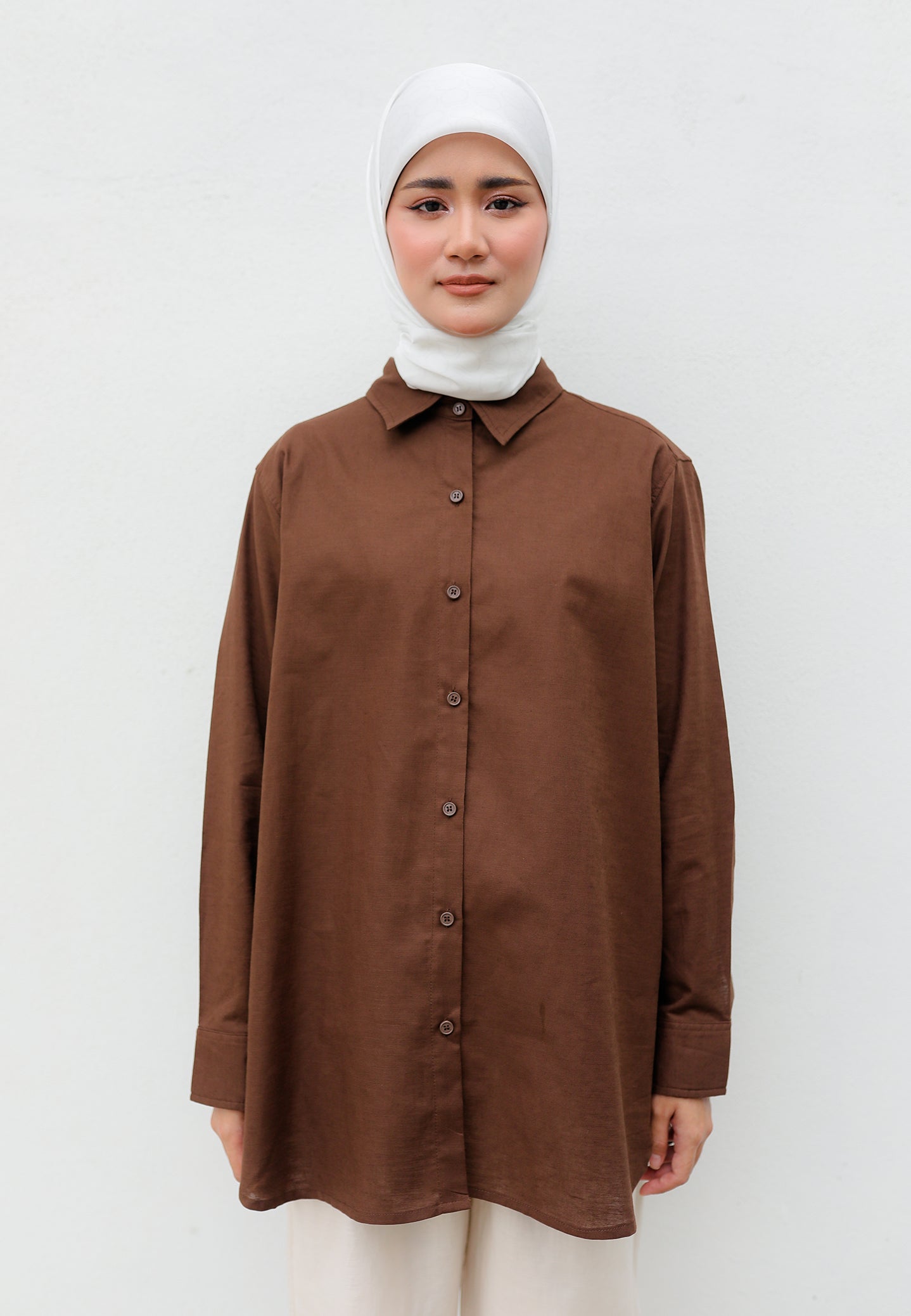 Erum Linen Top (Dark Brown)