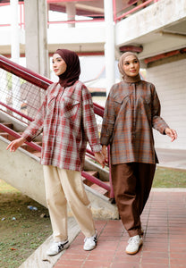Sophia Checkered Top (Brown)