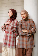 Load image into Gallery viewer, Sophia Checkered Top (Redwood)