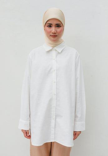 Erum Linen Top (Pearl White)