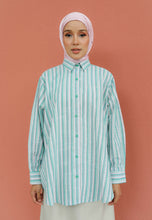 Load image into Gallery viewer, Nouf Stripe Top (Green Pink)