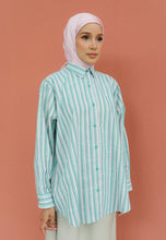 Load image into Gallery viewer, Nouf Stripe Top (Green Pink)