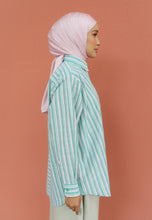 Load image into Gallery viewer, Nouf Stripe Top (Green Pink)