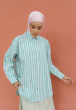 Load image into Gallery viewer, Nouf Stripe Top (Green Pink)