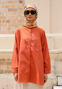 Hessa Linen Top (Brick Orange)