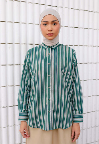 Nouf Stripe Top (Emerald Green)
