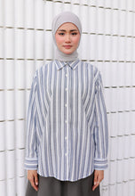 Load image into Gallery viewer, Nouf Stripe Top (Blue Grey)