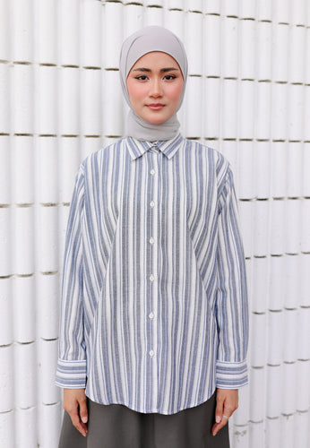 Nouf Stripe Top (Blue Grey)