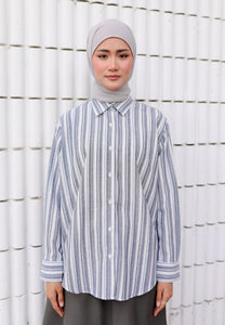 Nouf Stripe Top (Blue Grey)