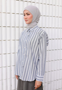 Nouf Stripe Top (Blue Grey)