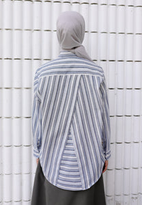 Nouf Stripe Top (Blue Grey)