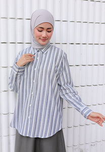 Nouf Stripe Top (Blue Grey)