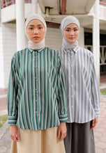 Load image into Gallery viewer, Nouf Stripe Top (Blue Grey)