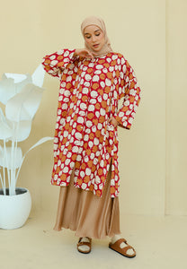 Ibna Printed Tunic (Red Brown)