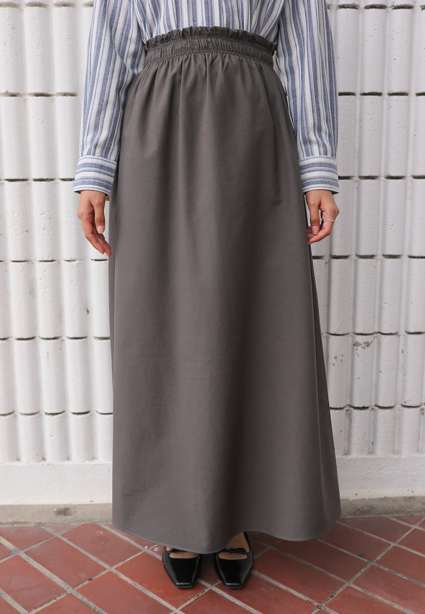 Armel Cotton Skirt (Dark Grey)