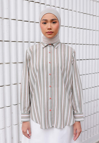 Nouf Stripe Top (Sage Green)
