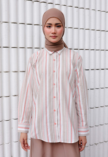 Nouf Stripe Top (Nude Orange)
