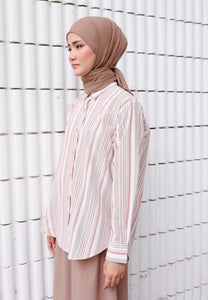 Nouf Stripe Top (Nude Orange)