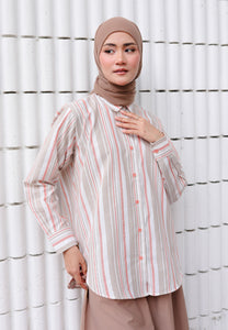 Nouf Stripe Top (Nude Orange)
