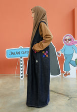 Load image into Gallery viewer, Bunga-Bunga Pinafore (Blue-Black)