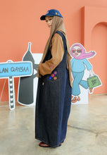 Load image into Gallery viewer, Bunga-Bunga Pinafore (Blue-Black)