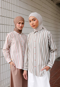 Nouf Stripe Top (Nude Orange)
