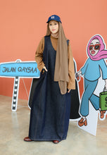 Load image into Gallery viewer, Bunga-Bunga Pinafore (Blue-Black)