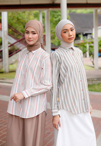 Nouf Stripe Top (Nude Orange)
