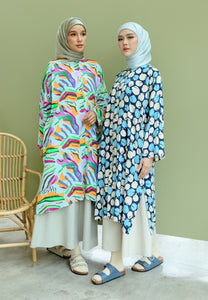 Ibna Printed Tunic (Dark Blue)