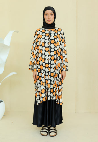 Ibna Printed Tunic (Black Orange)