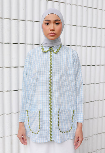 Camilla Checkered Top (Pastel Blue)