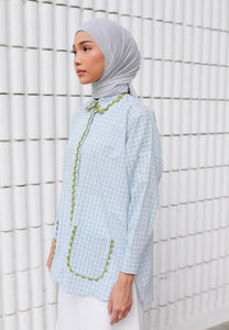 Camilla Checkered Top (Pastel Blue)