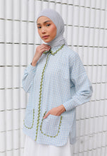 Load image into Gallery viewer, Camilla Checkered Top (Pastel Blue)