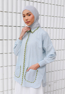 Camilla Checkered Top (Pastel Blue)