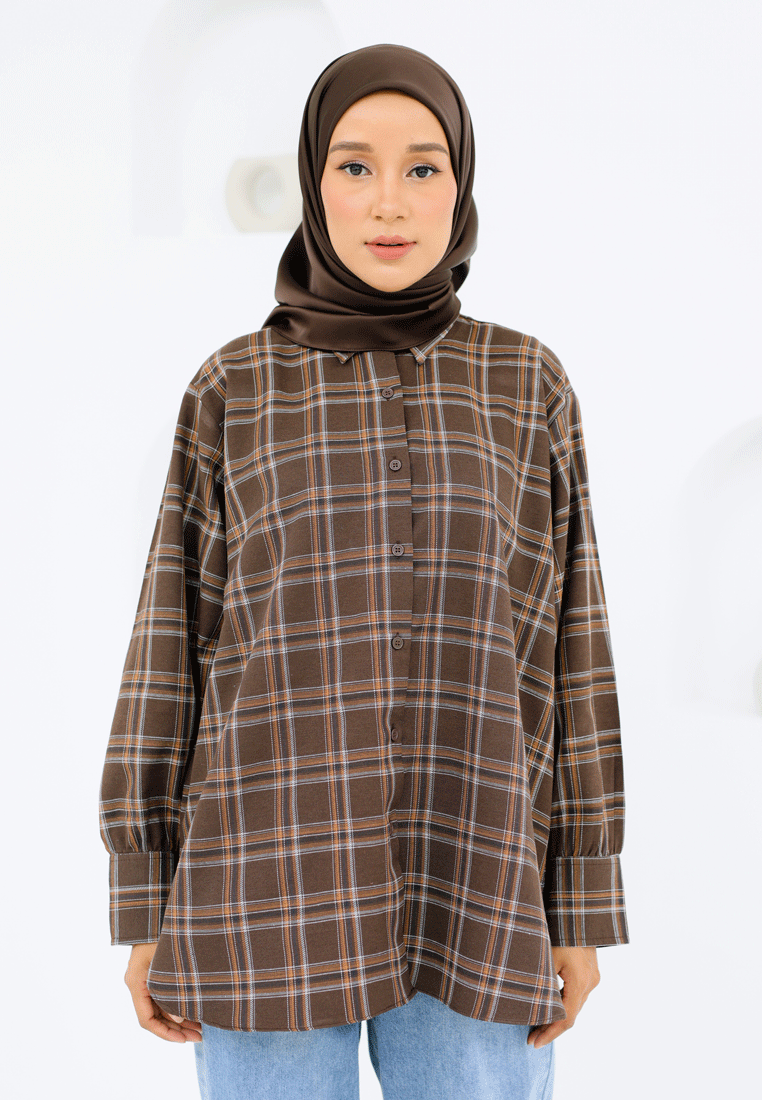 Leia Checkered Top (Dark Choco)