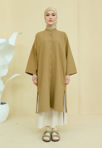 Ibna Printed Tunic (Moss Green Waffle)