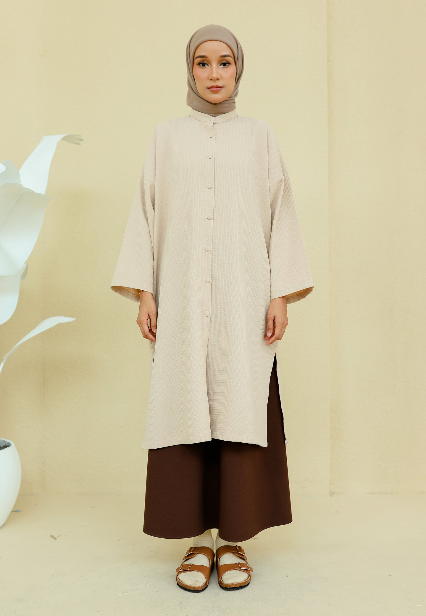 Ibna Printed Tunic (Nude Waffle)