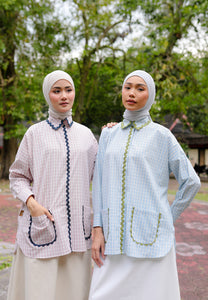 Camilla Checkered Top (Pastel Blue)