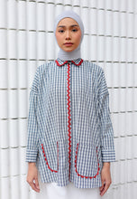 Load image into Gallery viewer, Camilla Checkered Top (Dark Blue)