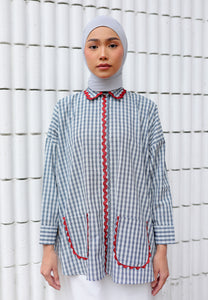 Camilla Checkered Top (Dark Blue)