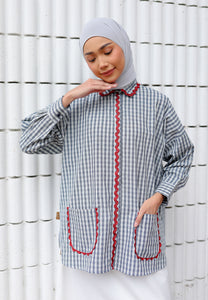 Camilla Checkered Top (Dark Blue)