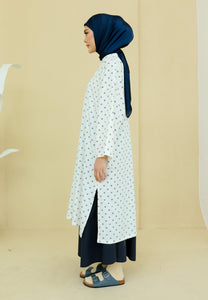 Ibna Printed Tunic (White Blue)