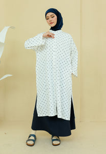 Ibna Printed Tunic (White Blue)