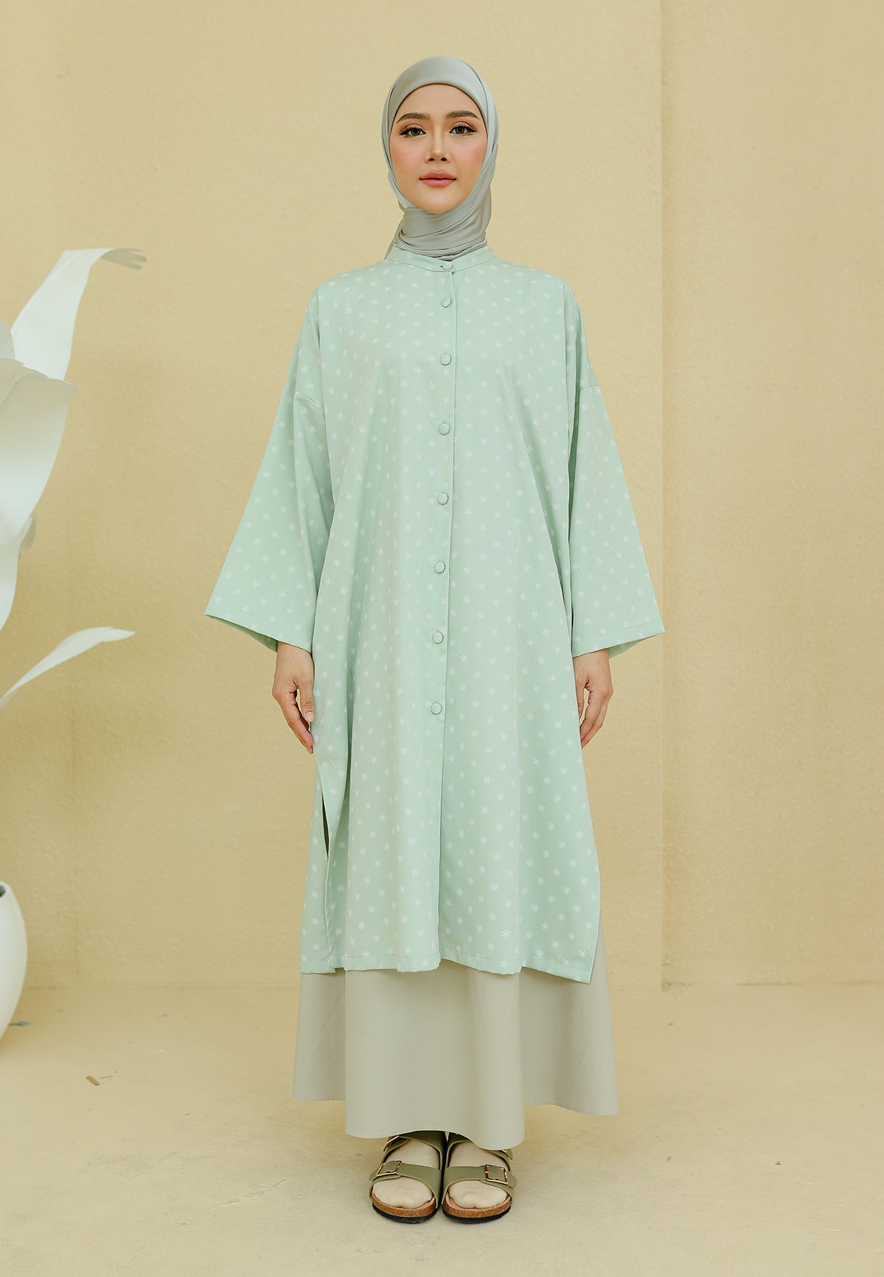 Ibna Printed Tunic (Mint Green)