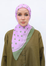 Load image into Gallery viewer, Polka Cotton Square (Green Lilac)
